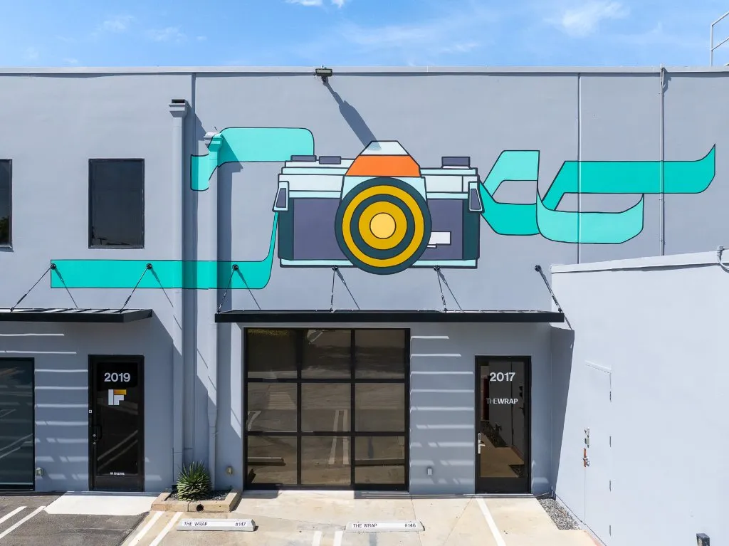 Westgate Media Park exterior entrance and mural